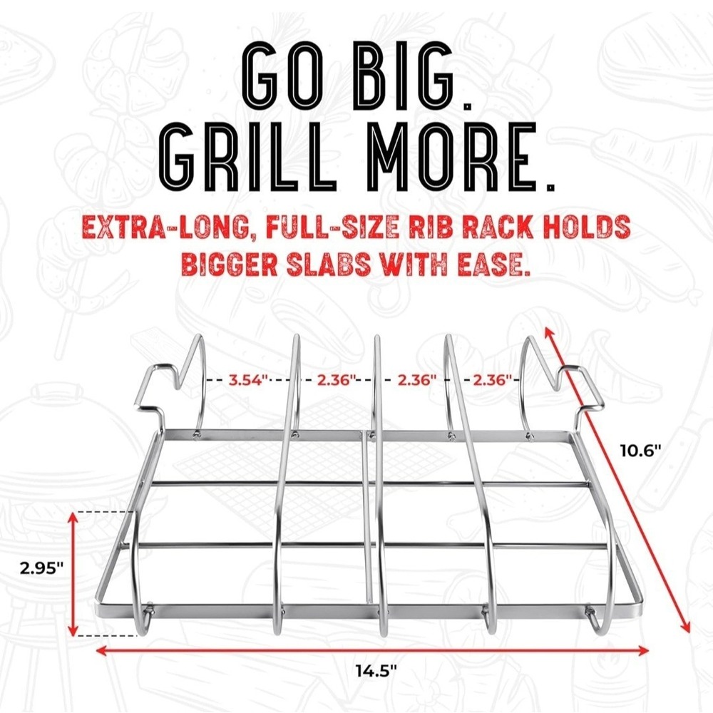 Rib Rack Full Size Heavy Duty BBQ Grill Rack - Picture 3 of 4